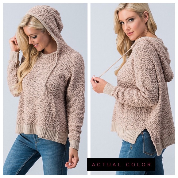 LAST SALE‼️ Cuddly Soft Popcorn Hoodie-Mocha - Picture 4 of 4